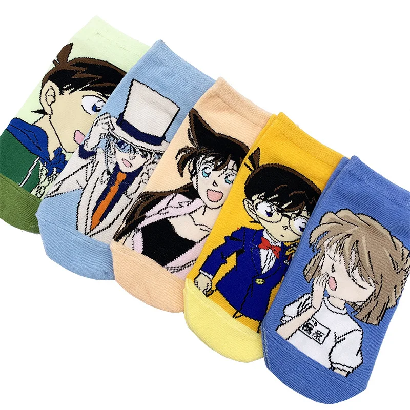 Japanese Cartoon Animation Conan Men'S And Women'S Cotton Boat Socks Deodorization Personality Couple Shallow Thin Socks Manufac