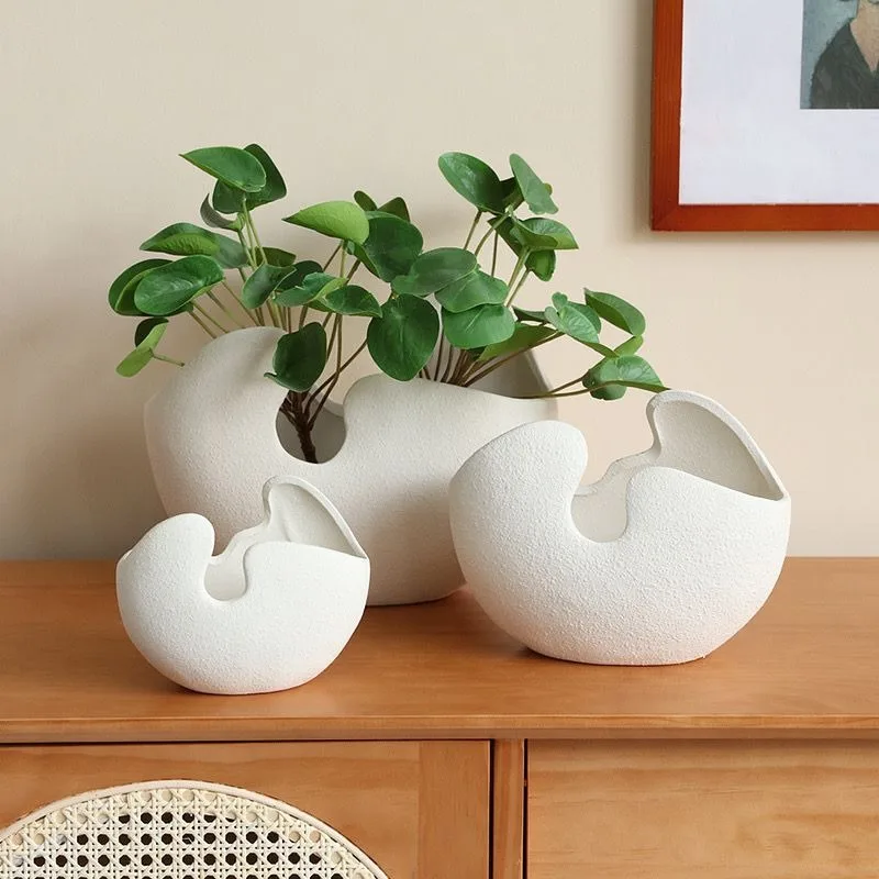 Ceramic Vase Creative Modern Fashion White Eggshell Flower Arrangement Sukiyaki Home Decorative Ornament