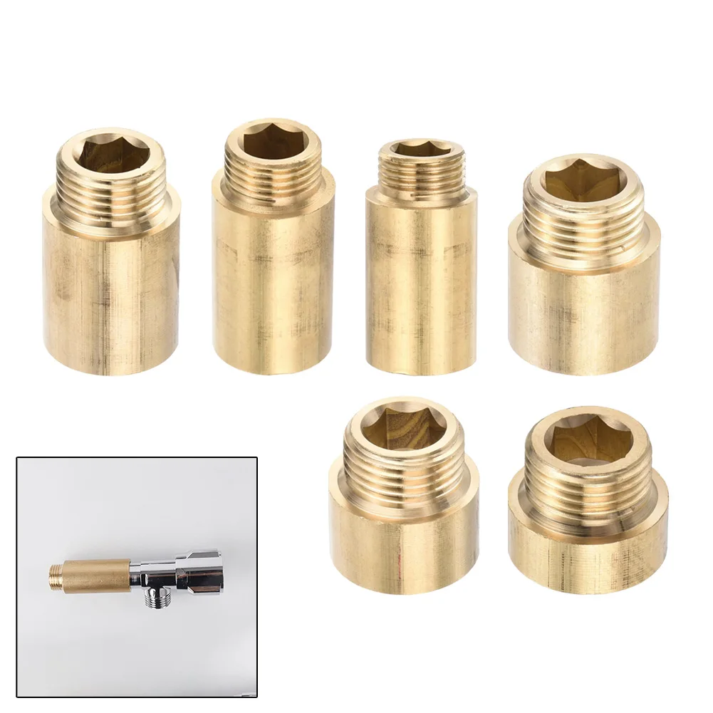 1pcs Tap Extension G1/2 Thread Brass Connector For Drinking Water Heating Install For Connection Copper Pipe Water Pipe Accessor