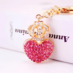 Cute Hollow Crown Heart Pendant Keychains For Women Key Chains Rings Luxury Car Keyring Holder