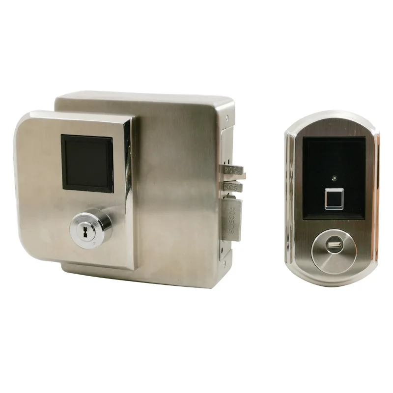 

Garden waterproof stainless steel access control double-sided fingerprint lock outdoor wiring-free electronic control lock