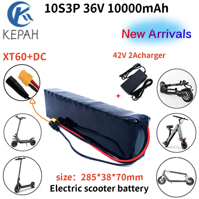 

36v 10000mAh rechargeable battery, 600w 42v 18650 battery, suitable for electric bicycle scooter 20A BMS+42V 2A charger XT60+DC