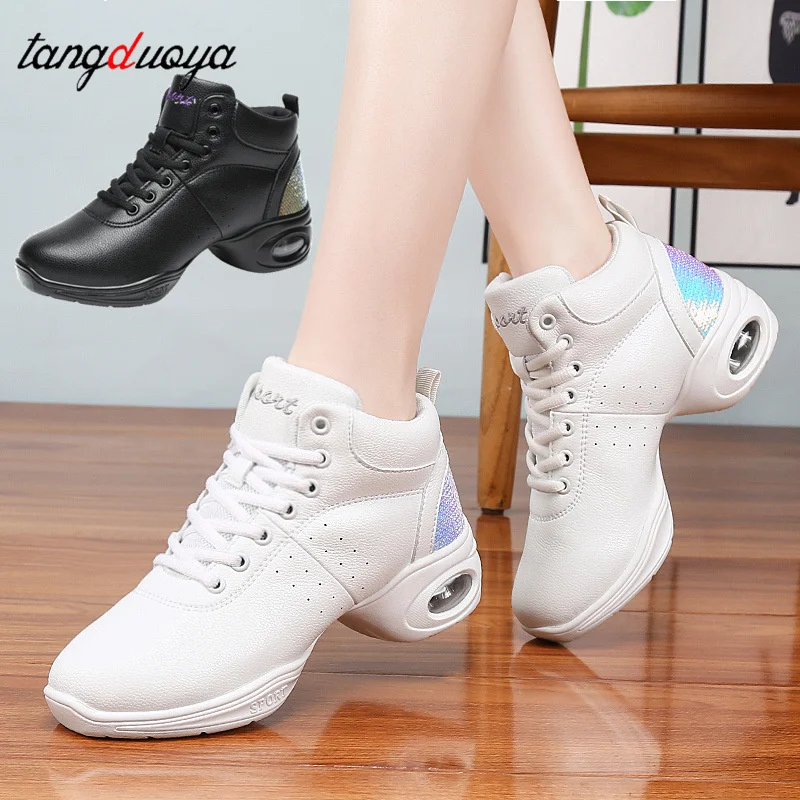 

Dance Shoes Woman Ladies Autumn winter Modern Soft Outsole Jazz Sneakers Leather Lightweight Female Dancing Fitness Shoes Sport