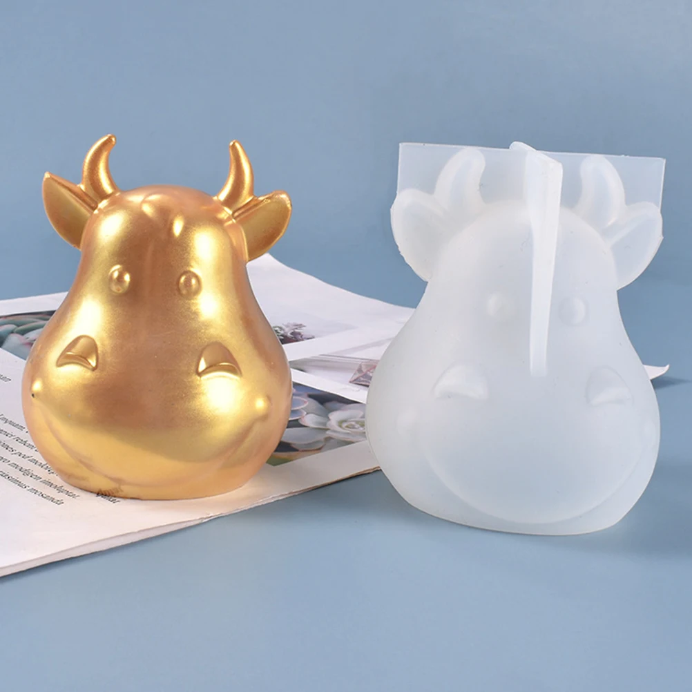 

Silicone Mascot 3D Cow Decoration Mold Diy Craft Mold For Creative Accessory Making Cattle Shaped Casting Molds