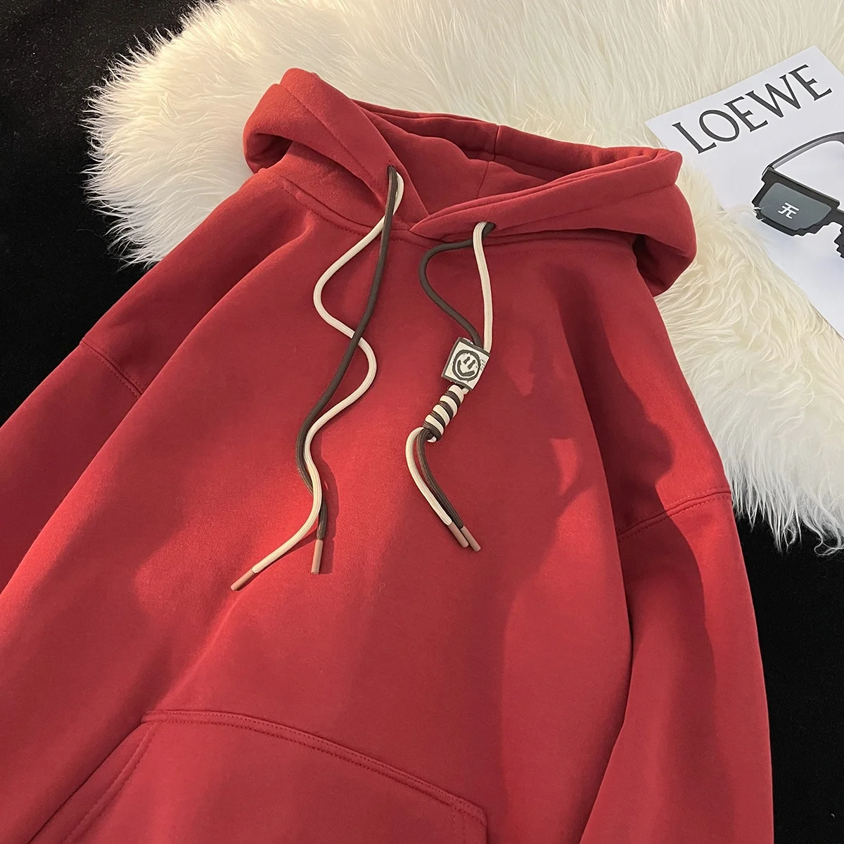 

Hooded Sweatirt Men's Thiened Fce Warmth Casual Color Youth Spring Autumn Wear Comfortable Loose Fit T-irt