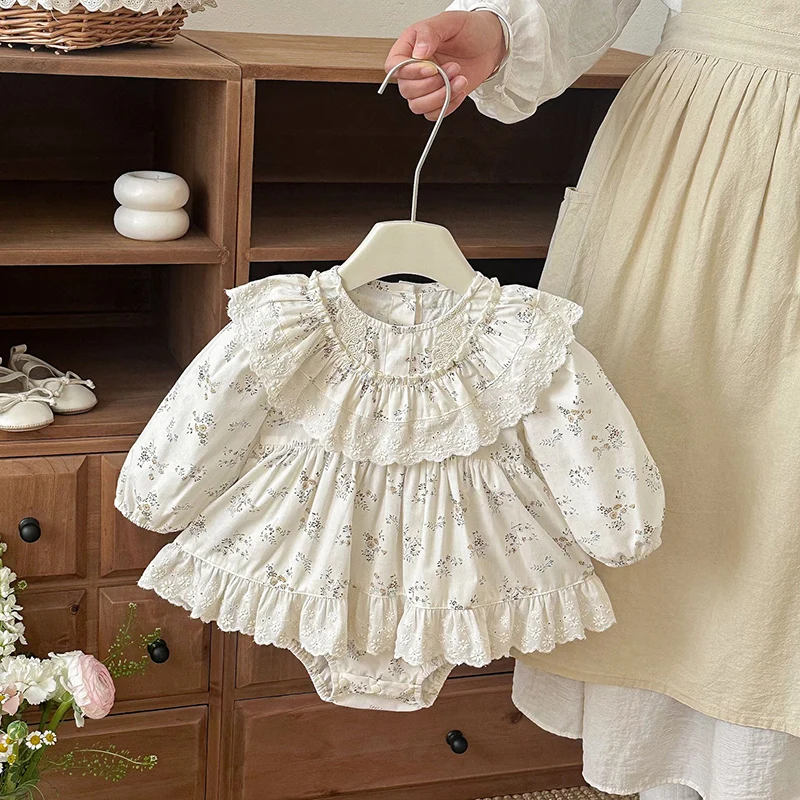 2026 New Spring 0-24M Baby Girl Clothing Newborn Baby Girls Bodysuits Long Sleeved Cotton Print Infant Baby Girls Jumpsuit
