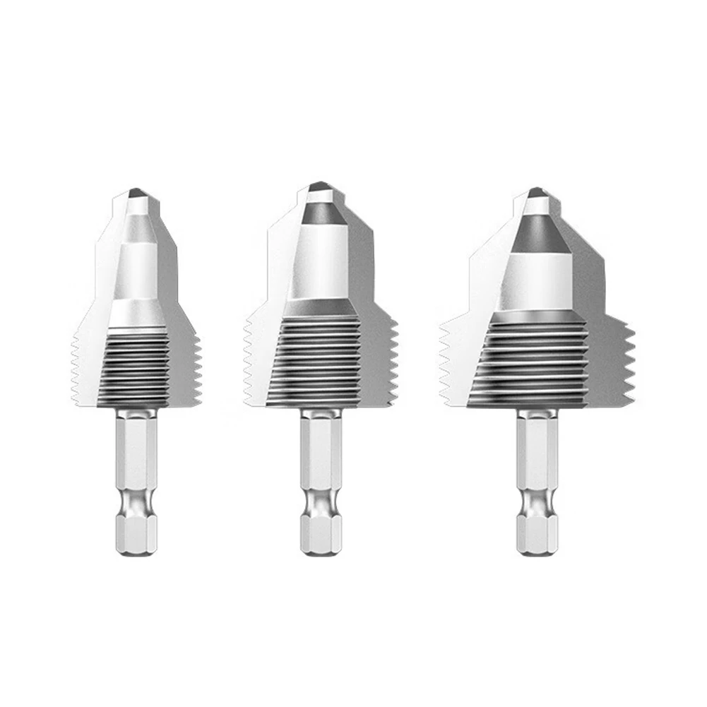 

2/3 PCS 3-in-1 Three-Blade Thread Drill BitTapping-drilling-expansion For Pipe Repair With Hexagonal Handle Hardware Accessories