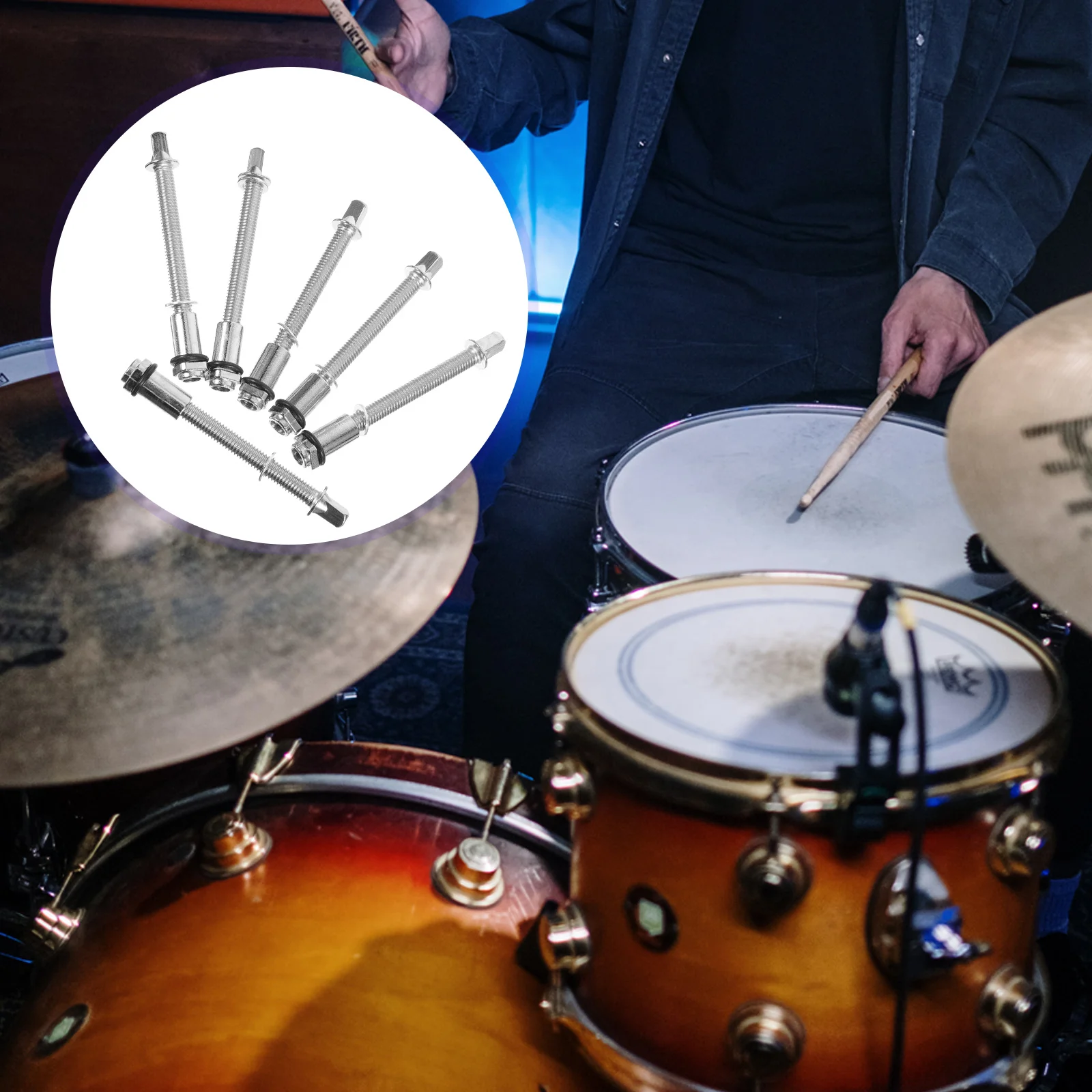 

6 Pcs Drum Screw Fittings Accessories Percussion Instrument Drums Lug Screws for Kit Snare Tension Rods Tight Repair Parts