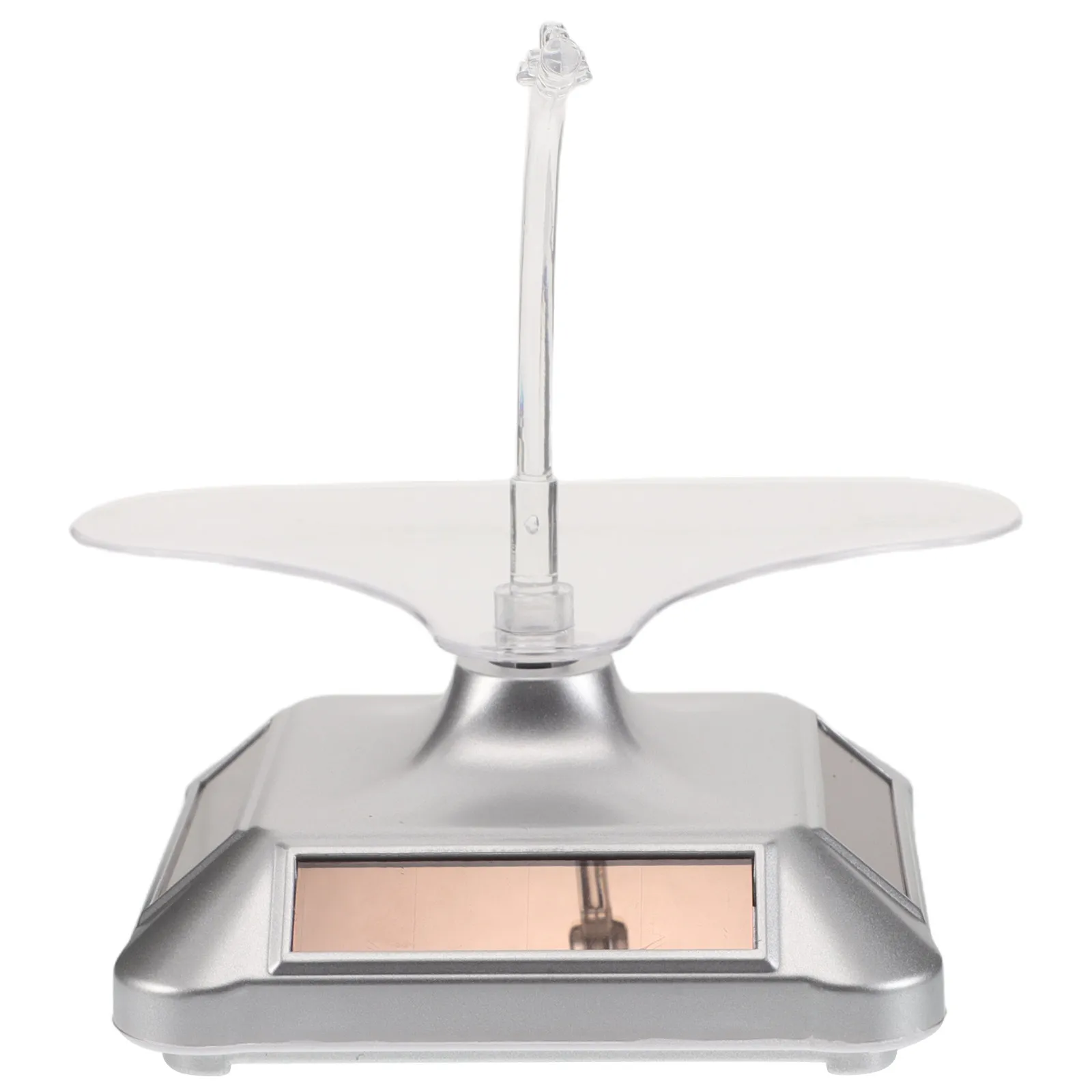 Solar Powered Rotating Display Stand Silver 360 Degree Rotating Turntable Display Platform for Jewelry Glasses Watches