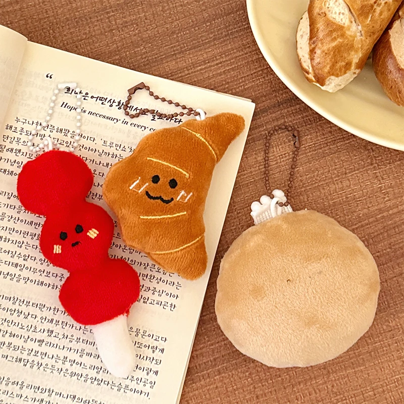 2Pcs Creative Cartoon Food Plush Toy Keychain Versatile Keychain For Girls Backpack Pendant Decorative Doll