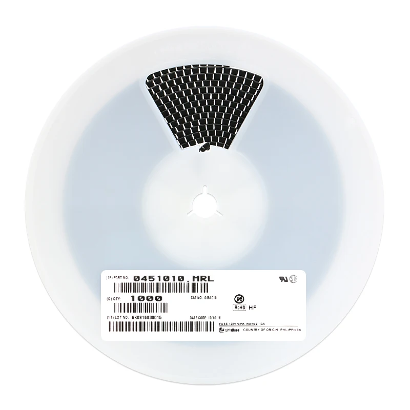 1/50 Uds fusible de parche 1808 10A fusible de parche importado LF 1A fusibles rápidos 0451010.MRL pies dorados