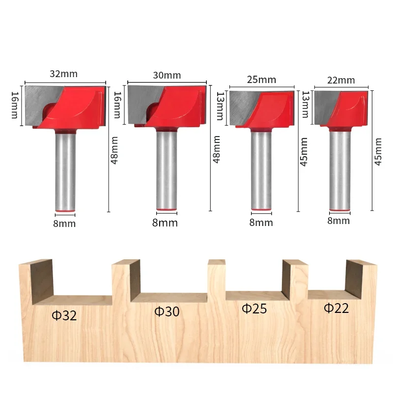 Intlshaft 8mm Shank Surface Planing Bottom Cleaning Wood Milling CNC Cutter Engraving Knife Router Bit Woodworking Tool 10-32mm