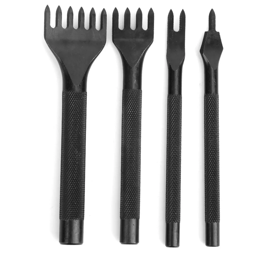 4pcs Steel Leather Craft Chisel 3mm 4mm 5mm 1/2/4/6 Prong Hole Punch Tool Leather Stitching Punch For Key Holders Belts