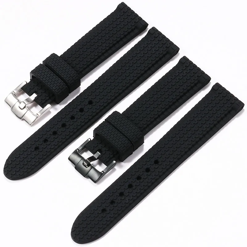 Silicone watch strap men for Original TAG HEUER CARRERA caliber 16 1887 FT6042 FT6033 racing tire pattern Soft rubber watchband view 3