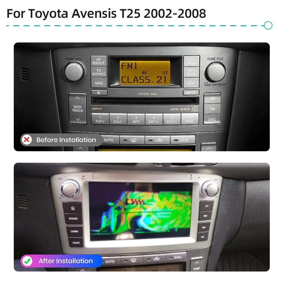 Car Multimedia Player CarPlay Android 13 Navigation GPS Navigation 4G WiFi DSP Stereo Car Radio For Toyota Avensis T25 2002-2010