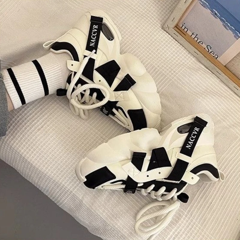 

Women Dad Shoes 2025 Spring Summer Thick Platform Soft Sole Small Foot Illusion Versatile Height Increase Casual Sports Shoes