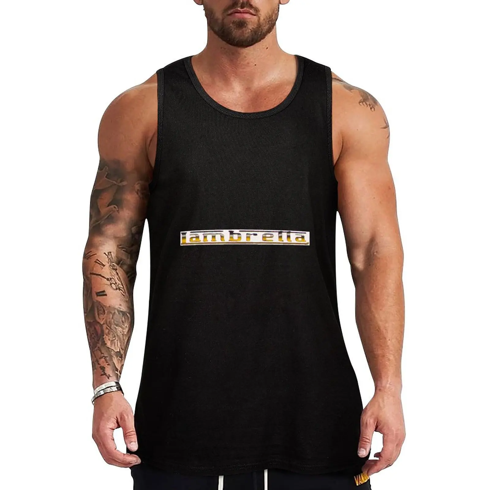 Lambretta Scooter emblam Tank Top Men's sleeveless gym shirts bodybuilding t-shirt