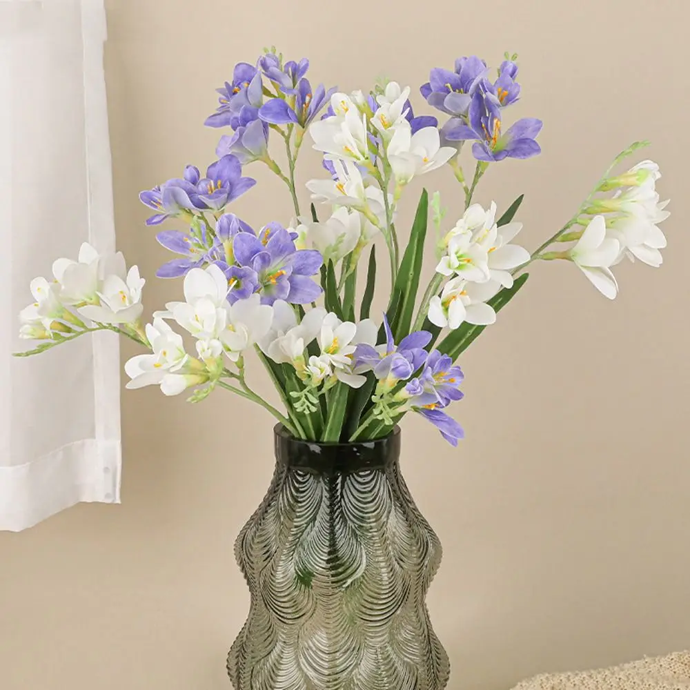 

2 Fork Artificial Freesia Flowers Realistic Handmade Simulation Whelan Flower Real Touch Fake Flowers Porch Cabinet Corner Table