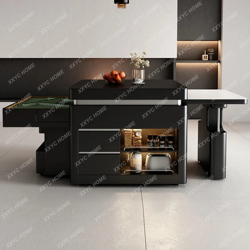 Rock slab mahjong table island two-in-one retractable one-piece dual-purpose household