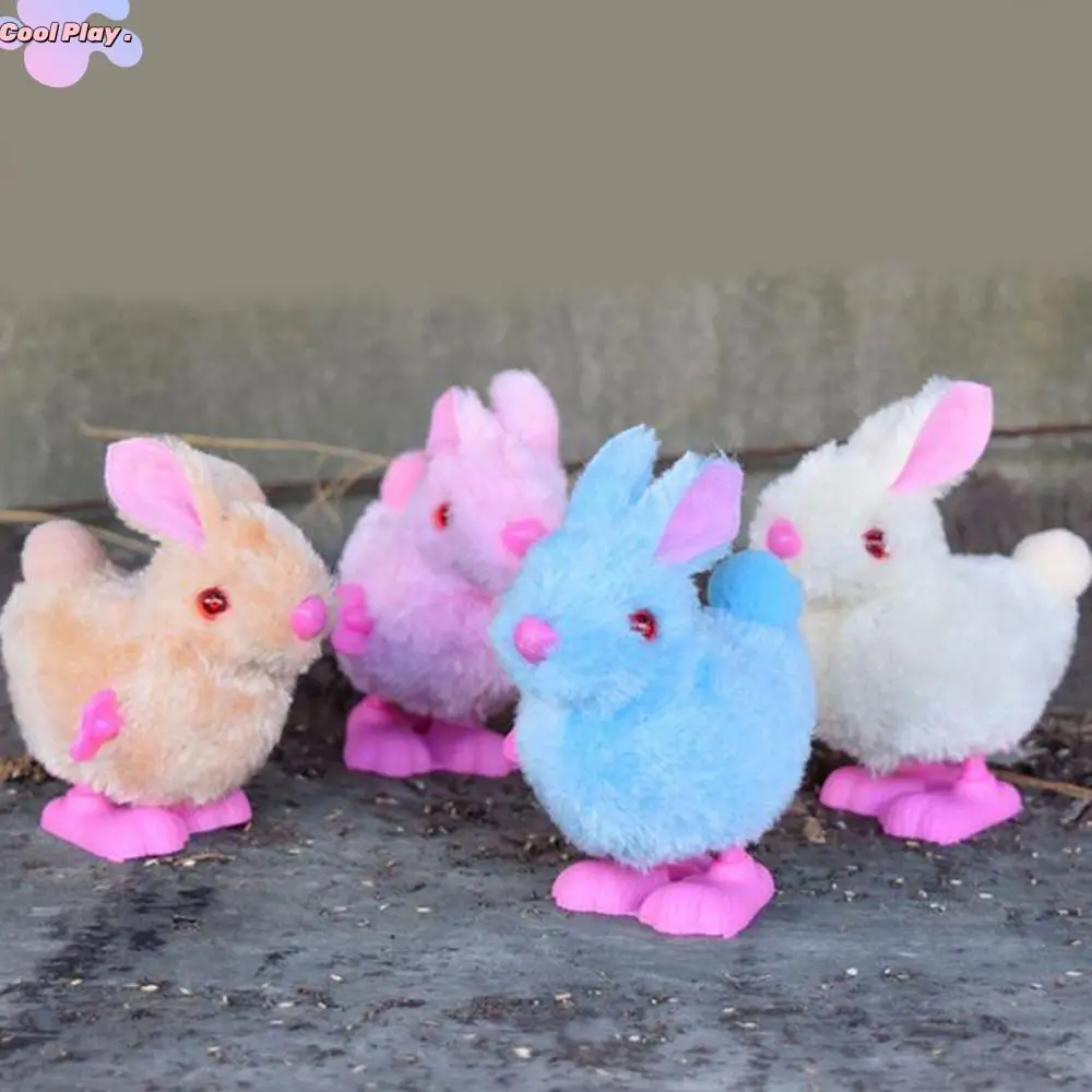 Modèle de lapin sautant en plastique pour enfants, jouets en peluche de dessin animé, loisirs à remonter, jouets classiques