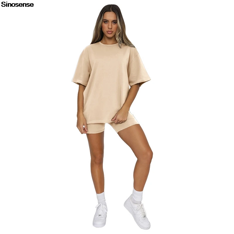 Damskie letnie dwuczęściowe zestawy z krótkim rękawem T Shirt Biker Shorts Lounge Set Casual Tracksuit Daily Wear Workout Sports Outfits