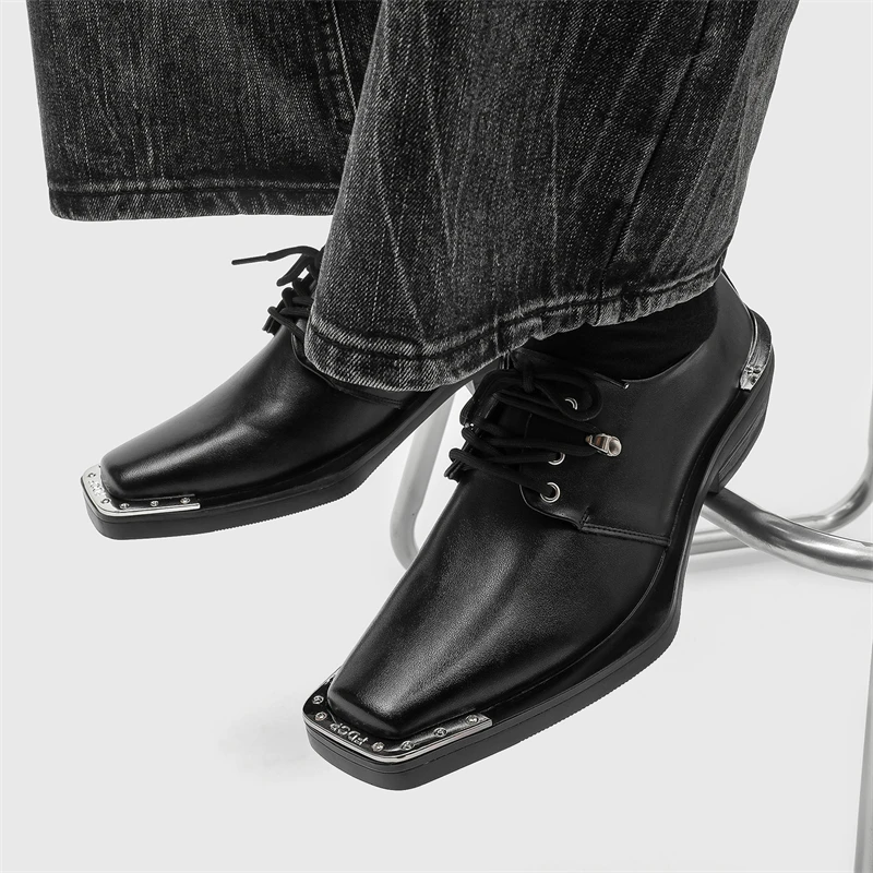 المألوف الرجال ديربي أحذية الرجال السود عادية مريحة للتنفس الأعمال العلامة التجارية أحذية من الجلد مصفف شعر أحذية الرجال