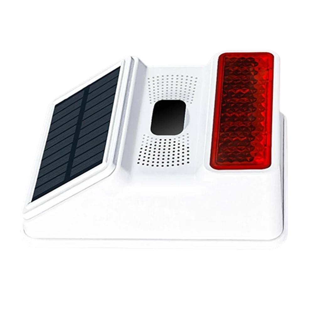 Outdoor Wireless Alarm with 433MHz Communication Protocol Solar Charging Capability Bright Light and For horn Signal Support