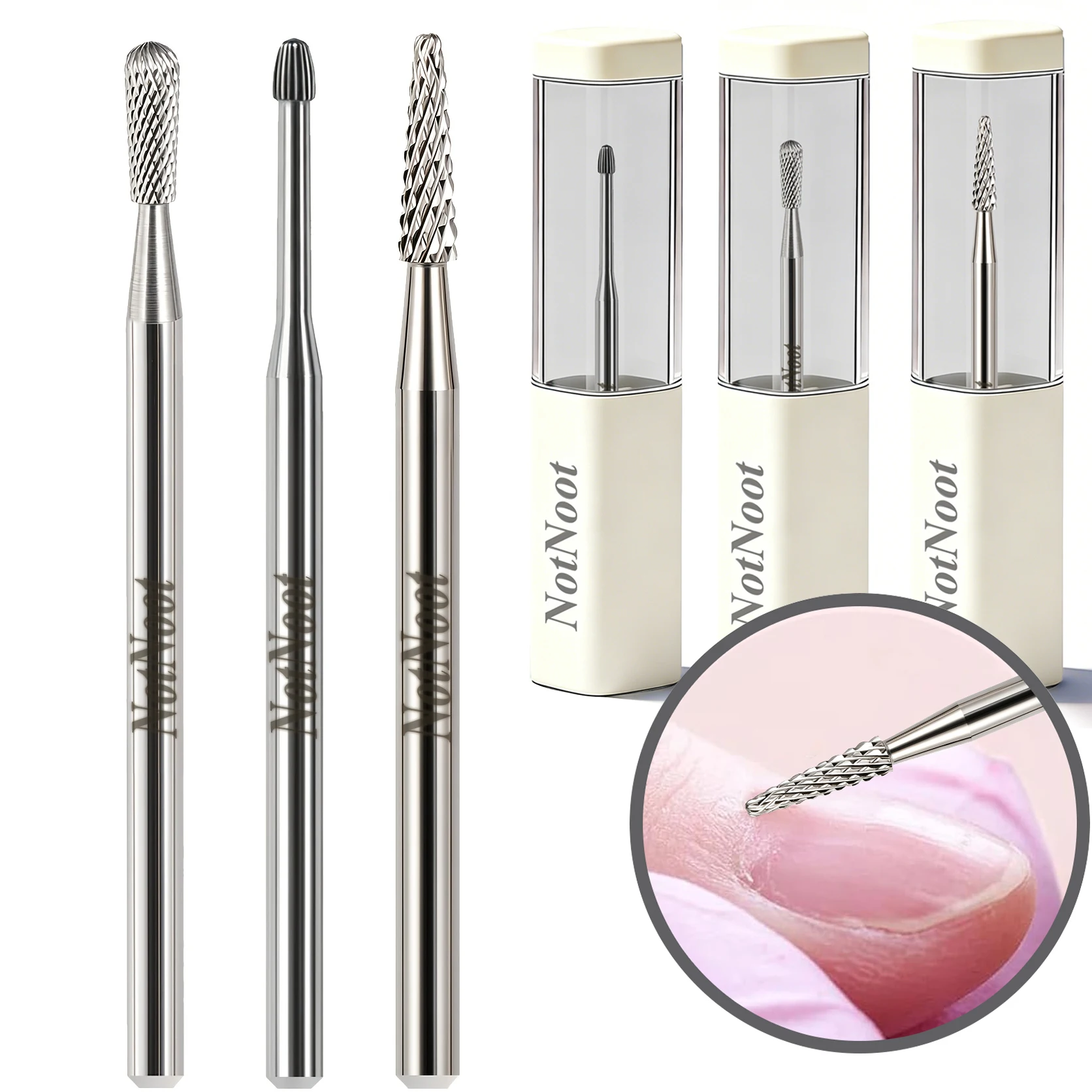Broca para limpiar cutículas NotNoot, broca profesional de carburo para limpiar debajo de las uñas, para cutículas, piel muerta y preparación de uñas.