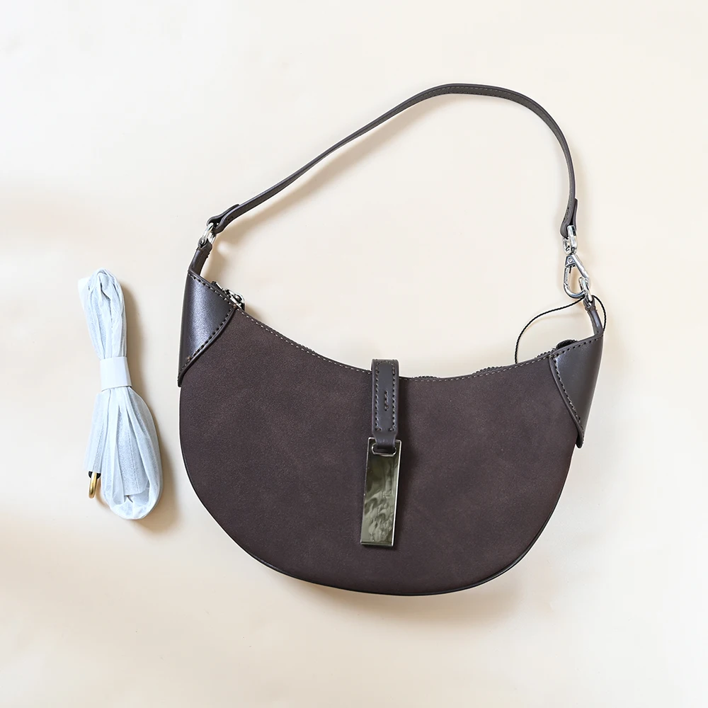 New Moon Shape Deer Skin Velvet Underarm Bag Single Strap Fashionable Shoulder Bag for Younger Women And Men Daily Use - view 5