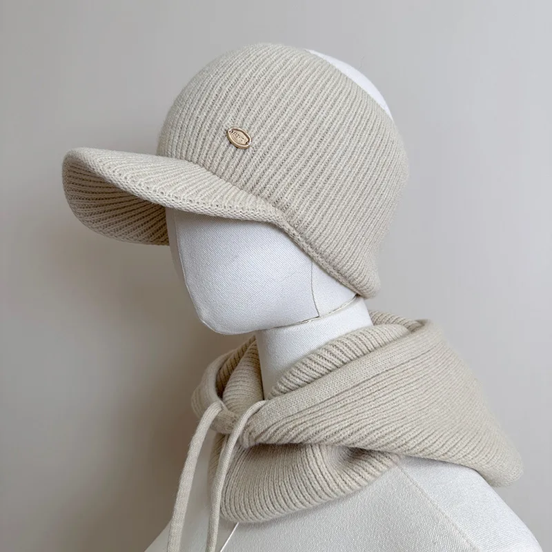 Zweiteiliges gestricktes Oberteil, Kappe und Sturmhaube für Damen und Herren, Schal, einteilige Mützen, Unisex, warme Wintermütze, kältebeständige Skimütze – Detail 17