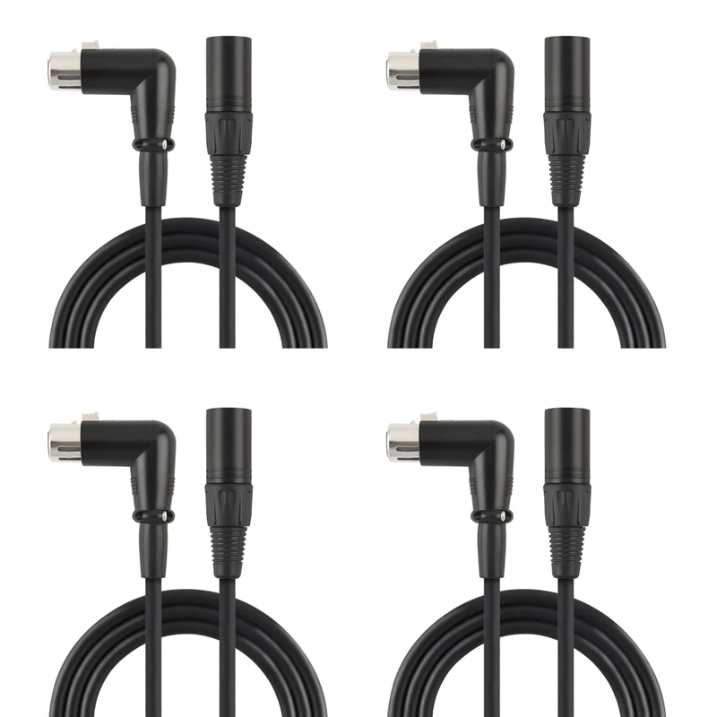 

4X XLR Cable Musical Microphone Sound Cable Plug Right Angle XLR Female To Male Cable 6 Feet