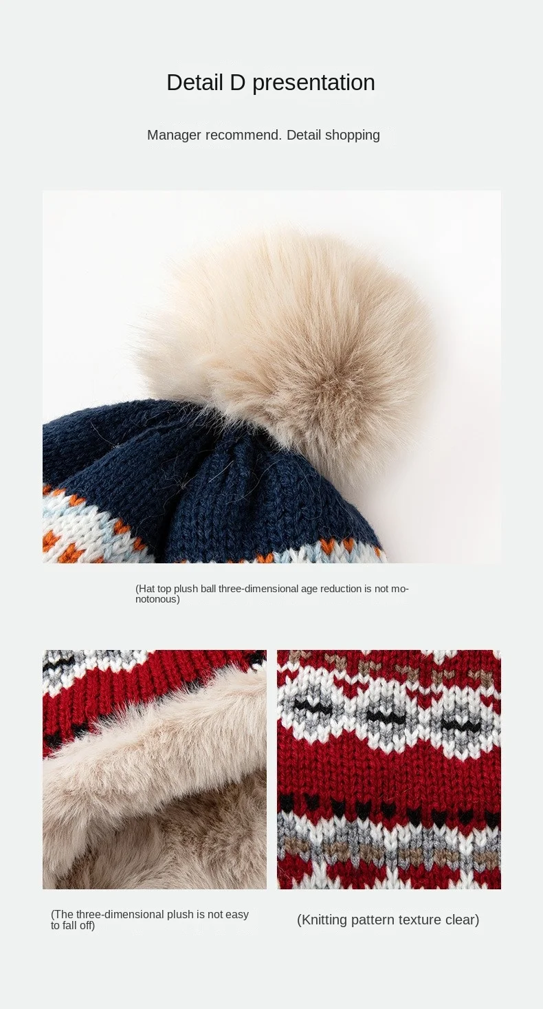 Women Winter Peruvian Cover Ears Beanie Hat Ear Flaps Sherpa Ski Snow Hats Knit Fleece Lined