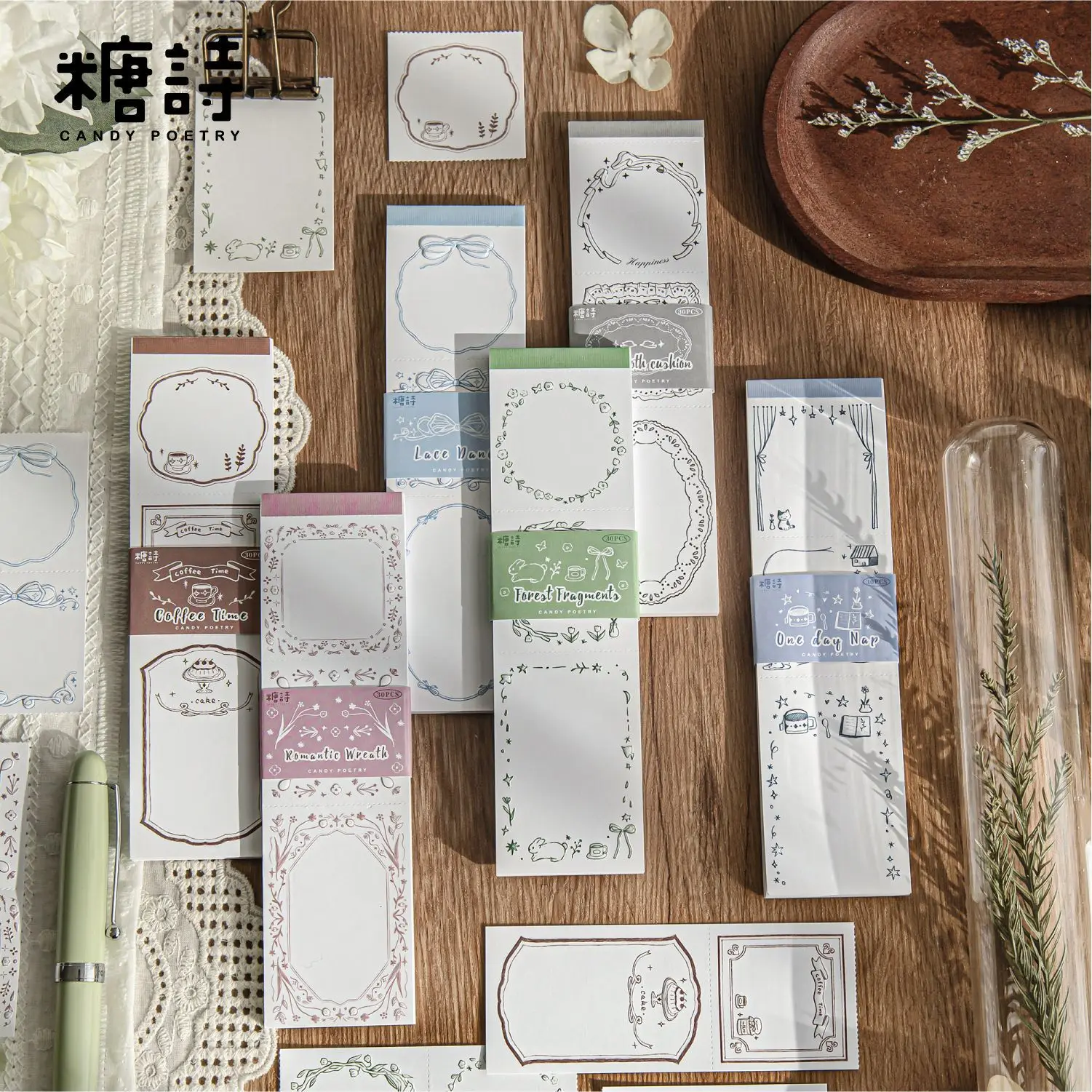 

24sets/lot Memo Pads Material Paper Line Collection Junk Journal Scrapbooking Retro Background Decoration