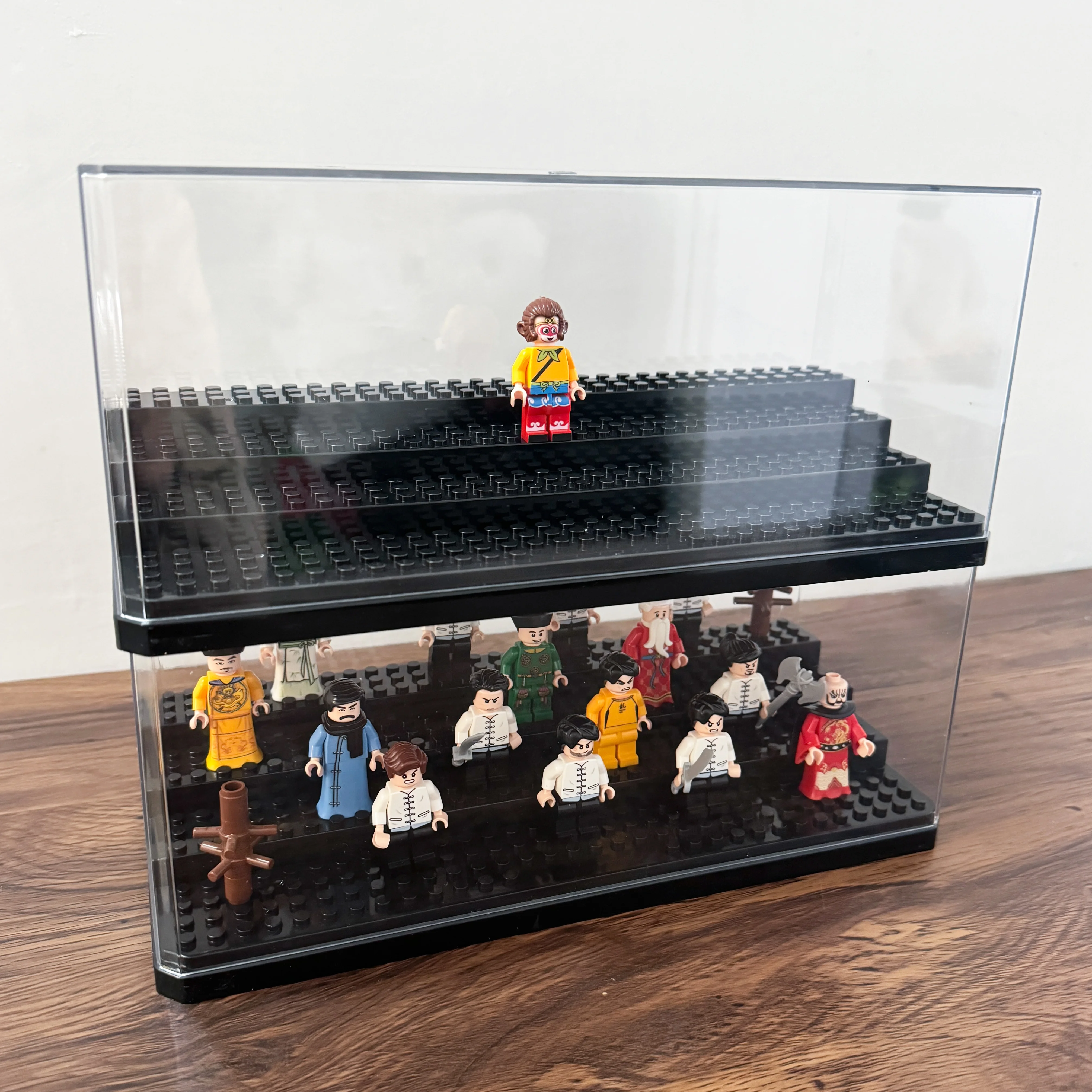 Large Display Box Building Blocks Mini Dolls Storage Box Free Assembly 4-Layer Ladder For Minifigures Small Particles Dust Box