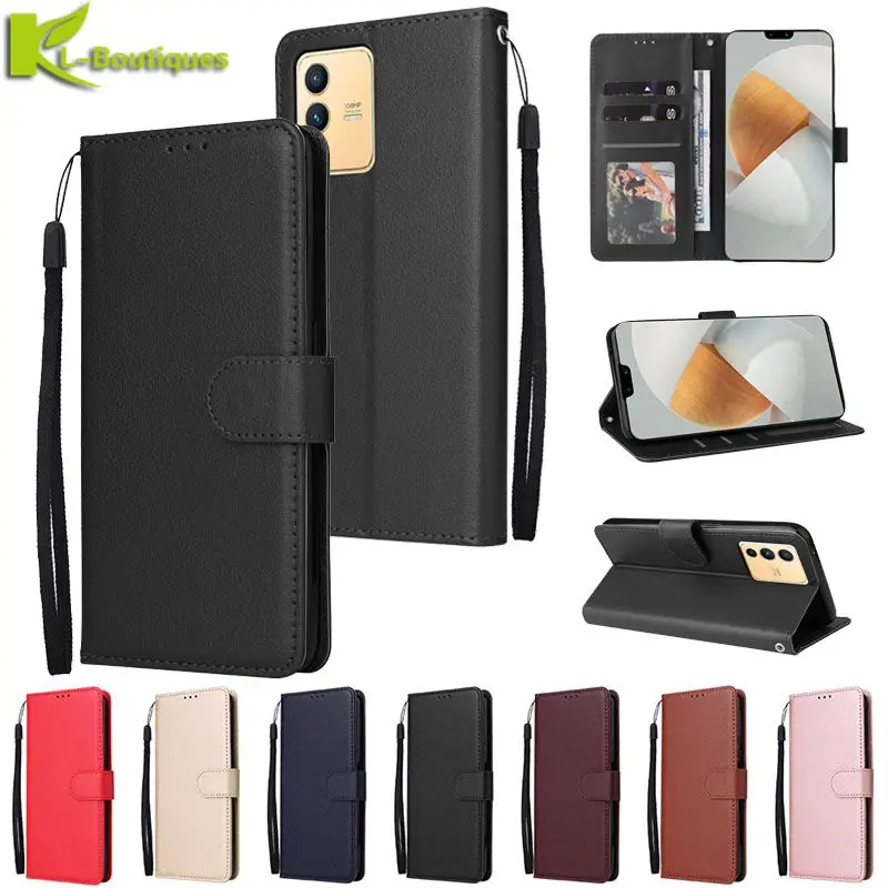 

Кожаный флип-чехол для телефона VIVO Y21 Y15S Y55S 2021 S12 Y15A Y76S Y76 V23 5G Y21S Y33S Y11S Y12S Y15 Y17 Y20 Y20i, чехол