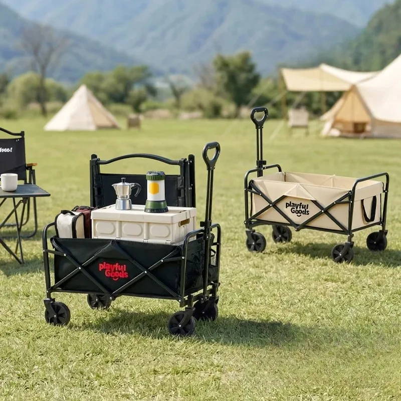 Collapsible Outdoor Wagon Cart Telescopic Handle Trolley for Camping Picnic and Grocery Transport Convenient Camping Gear