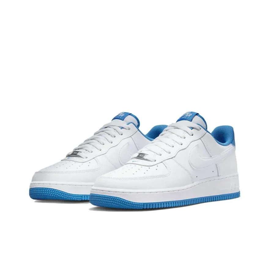 Nike Air Force 1'07 Essential Cashew Flower Slip Resistant Wearable Lightweight Low Top Board Shoes white-blue