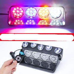 Police Lights Car LED Strobe Light Red/Blue Amber/White Signal Lamps Flash Dash Emergency Flashing Windshield Warning Light 12V