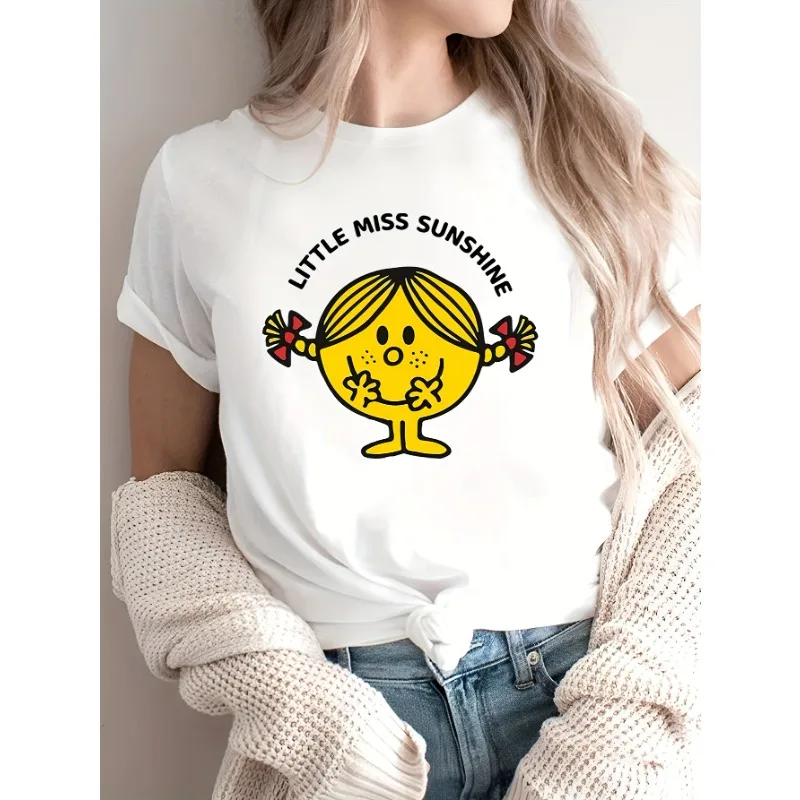 Little Miss Sunshine Women\'s Fashion T-shirt Summer Graphic Tee Breathable Micro Elastic Simple Trendy Versatile Casual Clothing