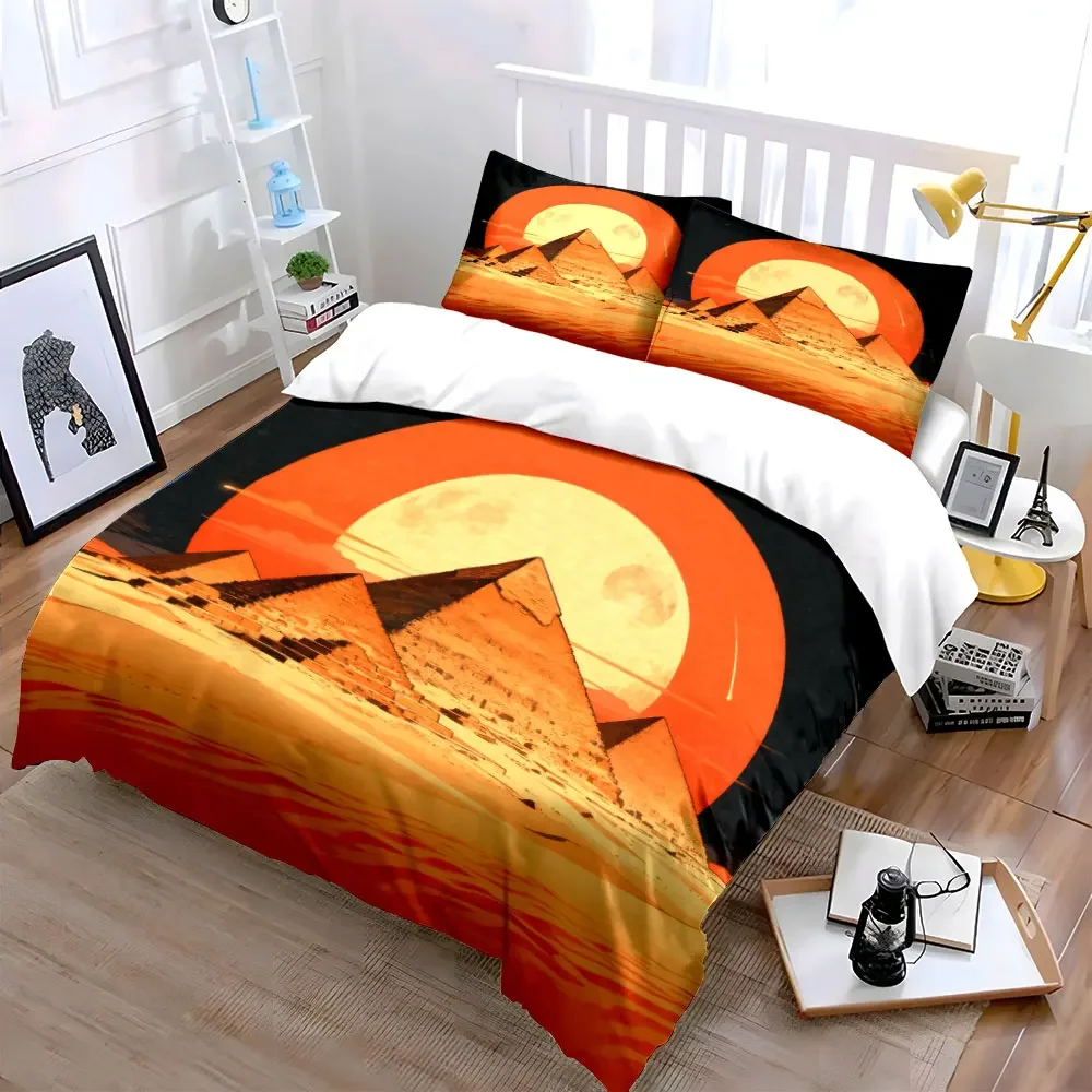 Pyramid Sunset Desert Art Decor Soft Comfortable Duvet Cover Bedding Set Included 1*Duvet Cover & 2*Pillowcases, gift