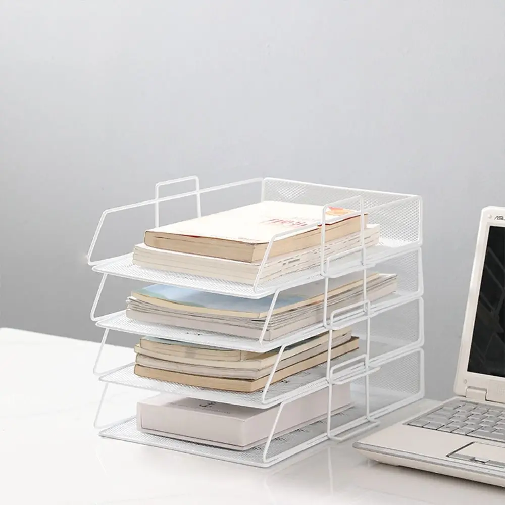 Fashion Desktop Organizer Stackable File Rack File Organizer Papers Rack A4 File Storage Tray Iron Laminated Receipt