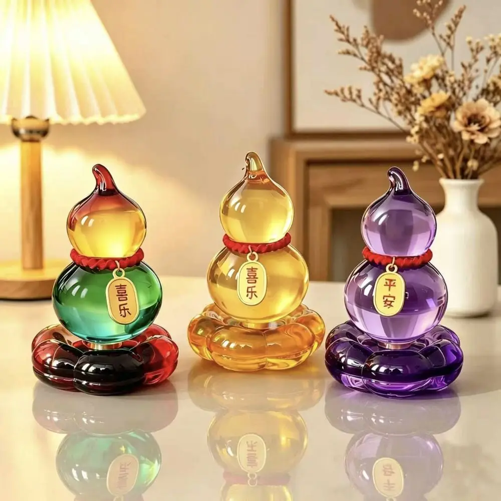 Gift Creative Rotating Gourd Ornament Crystal Handcrafted Spinning Car Ornament Portable Craft Mini Gourd Statue Home Ornaments