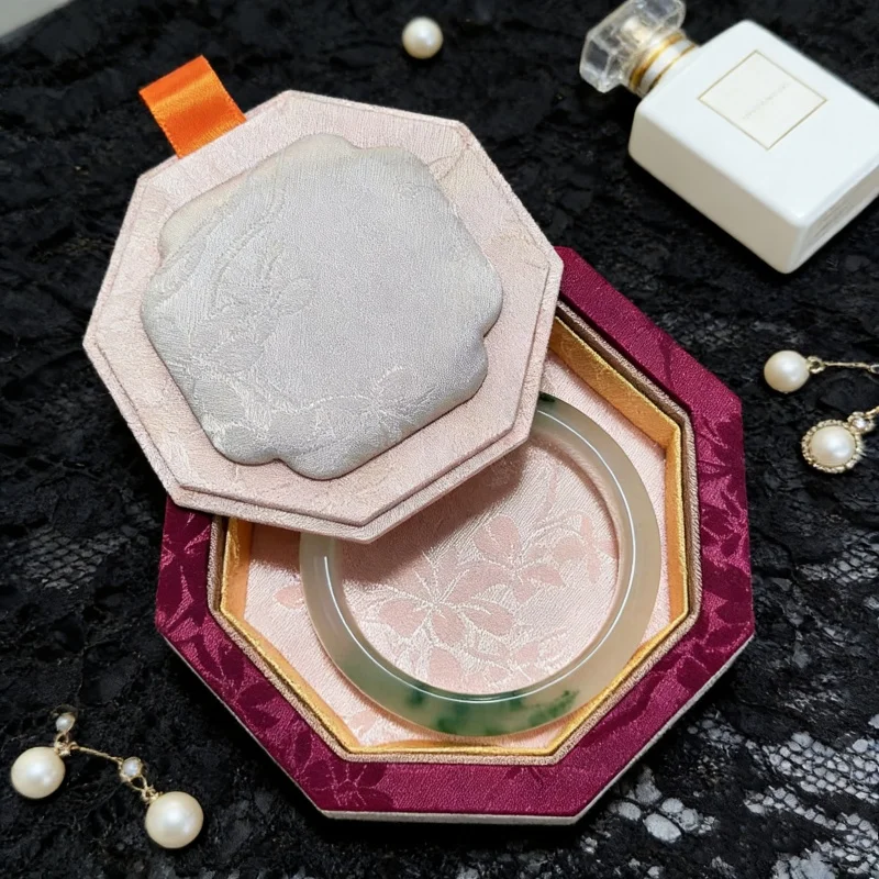 

Ramadan & Eid Gift Set, Palace Style Velvet Jewelry Box with Tray, Islamic Holiday Gift for Wife, Jade & Gold Display Storage Ca