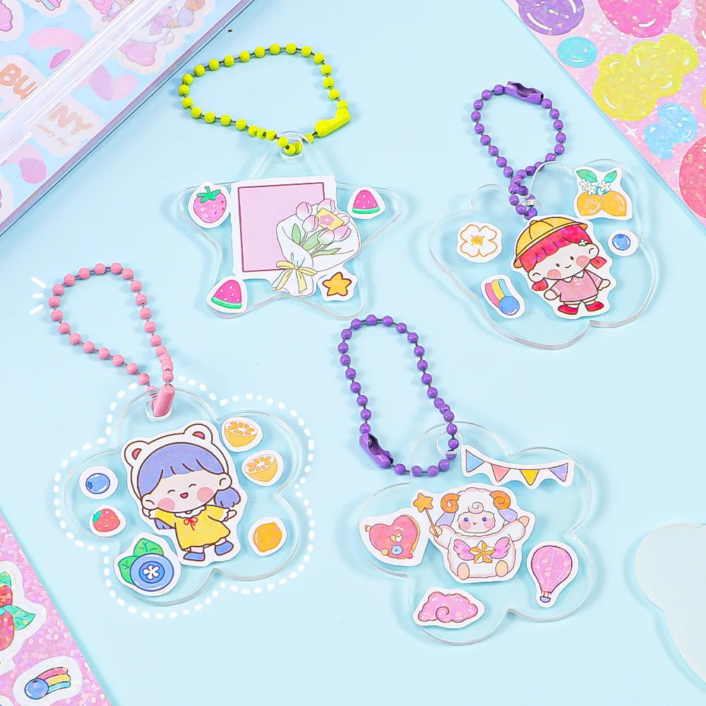 Juego de tarjetas de Goo Diy, llavero de disco de Goo, juguete Kawaii, Material de manual, pegatinas, papelería para estudiantes, 52 Uds.
