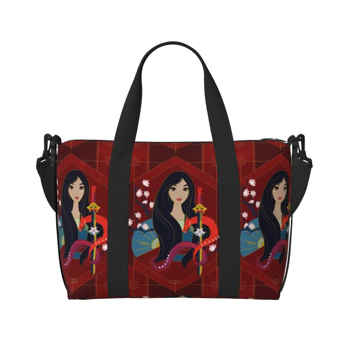 

Сумки для покупок с мультяшным принтом M-Mulan, женские сумки для покупок, большие вместительные сумки для спортзала, пляжа и путешествий