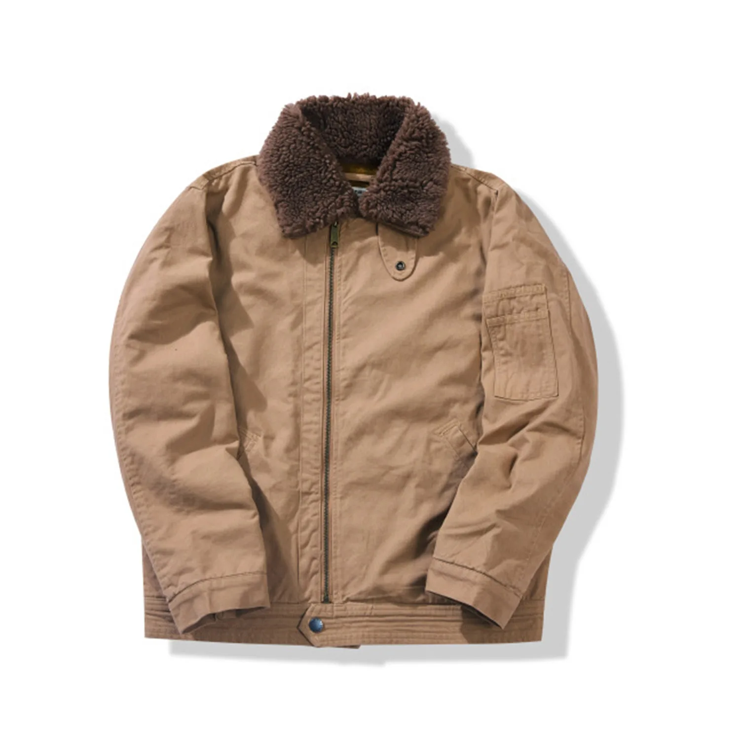 

Американский ретро Amekaji, 100% хлопок, ДЖЕРЖОК, Шерпа, шерстяная летная куртка с высоким пушистым воротником, зимняя куртка 2025 года