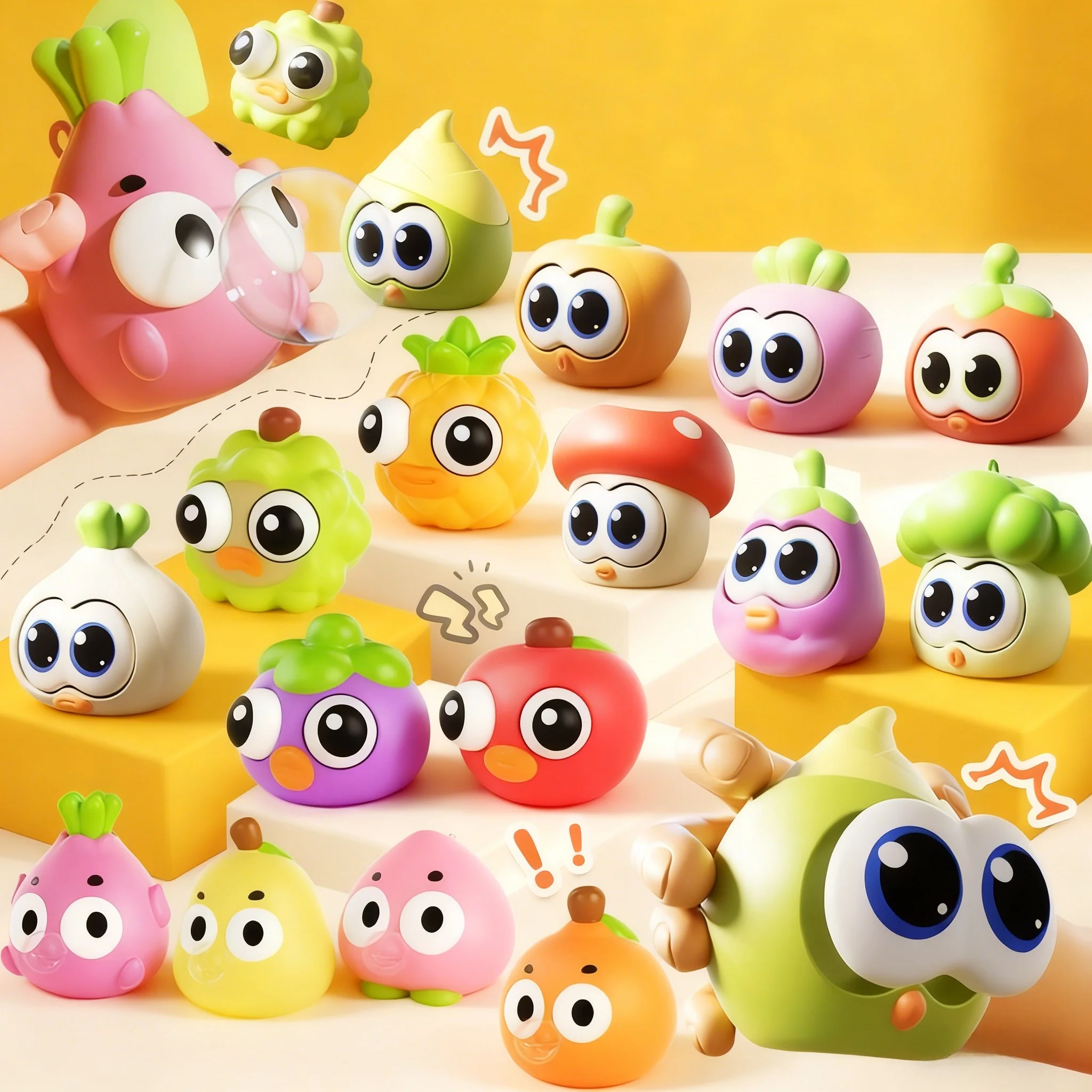 Eye-Popping Squeeze Toy Stress Relief Squishy Fidget Sensory Bouncing Toys Squeezable Staring Eyeball Fruit Animals Kid Gift