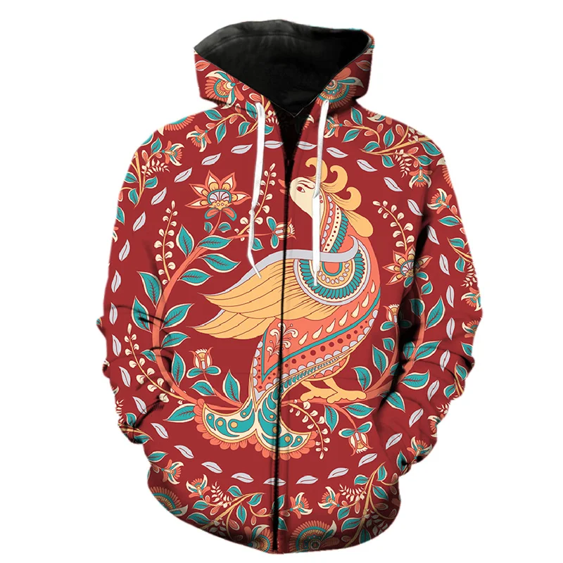 

Retro Exotic 3d Print Floral Zipper Hoodie Men Hot Sale Fashion Jackets Funny Cool Sweatshirts Hip Hop Tops Streetwear Hoodies