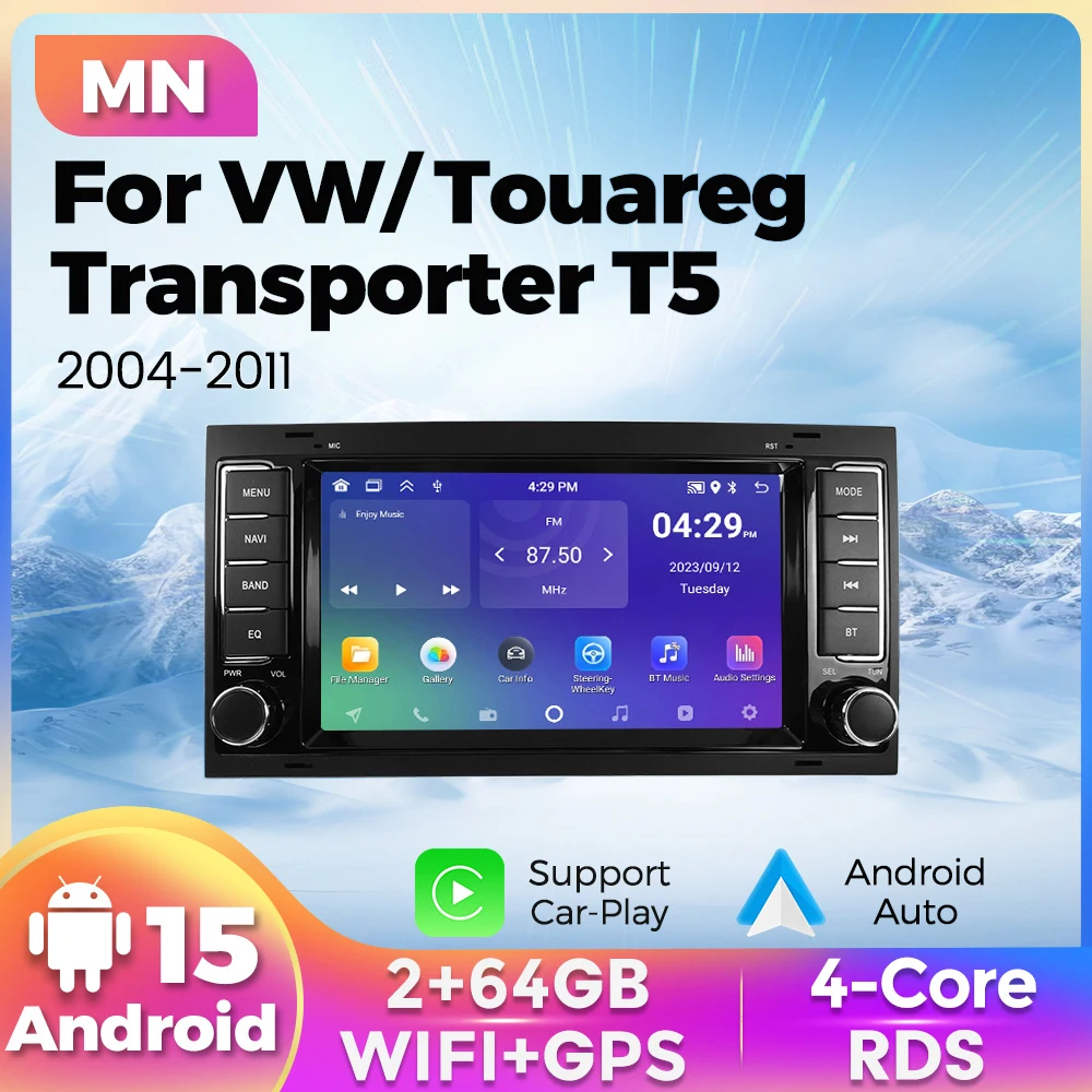 Android 2 Din Car Radio for Volkswagen VW Touareg Multivan Transporter T5 2004-2011 CarPlay Auto Autoradio Multimedia GPS Player