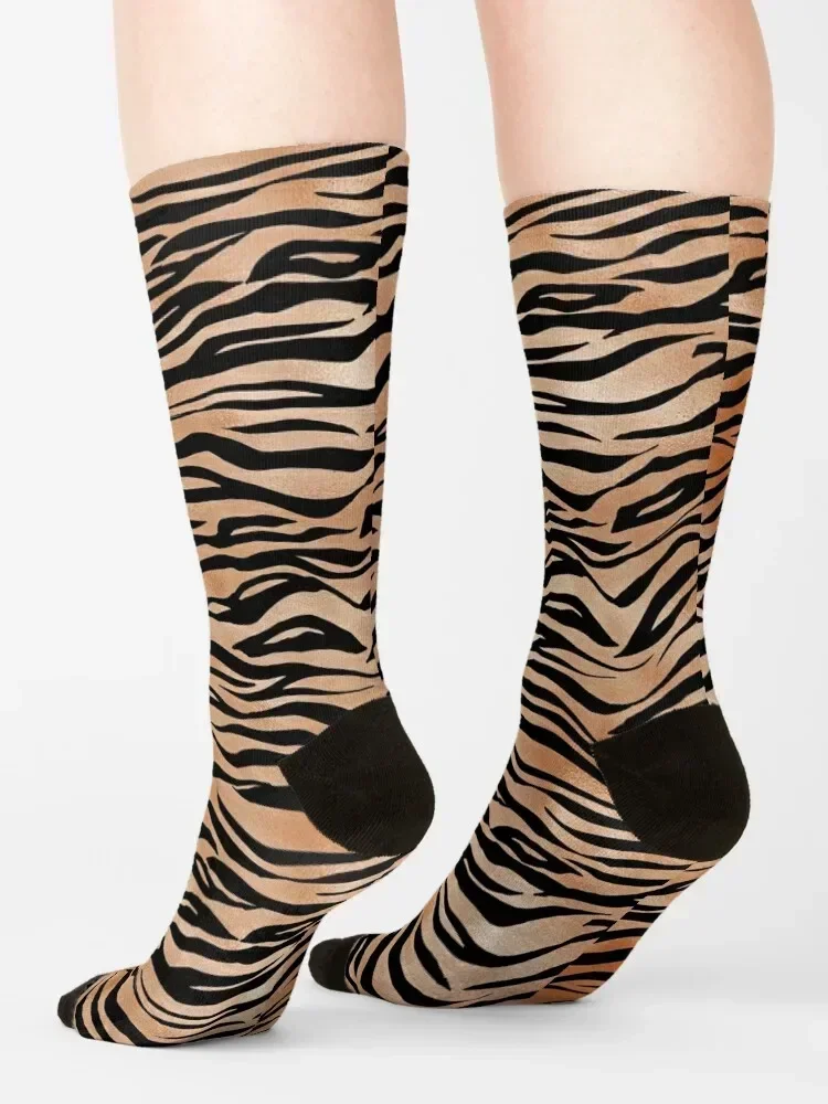 Kaus kaki motif harimau hitam oranye FASHION Jepang kaus kaki basket pria wanita